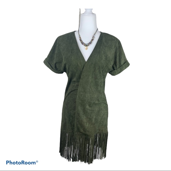 NaaNaa Wang Tops - NaaNaa Wang Forest Green Fringe Jacket
